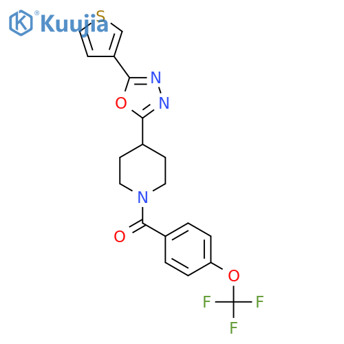 4-5-(thiophen-3-yl)-1,3,4-oxadiazol-2-yl-1-4-(trifluoromethoxy)benzoylpiperidine structure