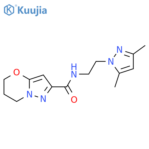 N-[2-(3,5-dimethyl-1H-pyrazol-1-yl)ethyl]-5H,6H,7H-pyrazolo[3,2-b][1,3]oxazine-2-carboxamide structure