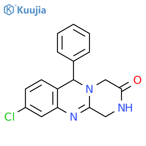 9-chloro-6-phenyl-1H,2H,3H,4H,6H-pyrazino[2,1-b]quinazolin-3-one structure