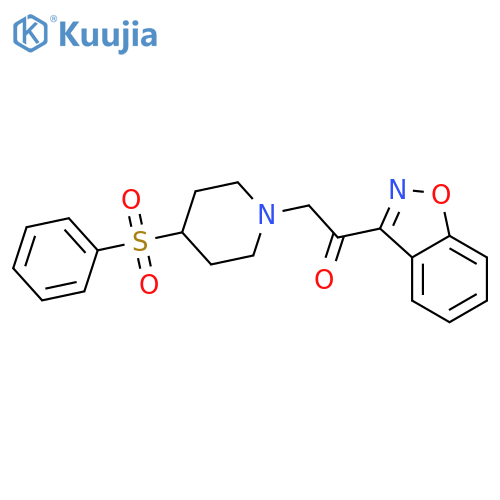 1-4-(benzenesulfonyl)piperidin-1-yl-2-(1,2-benzoxazol-3-yl)ethan-1-one structure