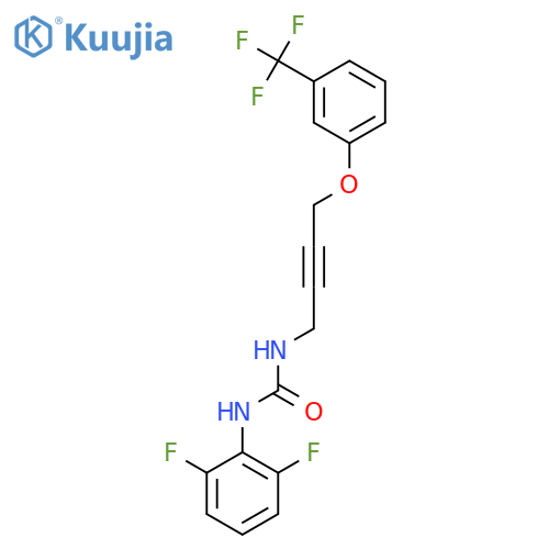 3-(2,6-difluorophenyl)-1-{4-3-(trifluoromethyl)phenoxybut-2-yn-1-yl}urea structure