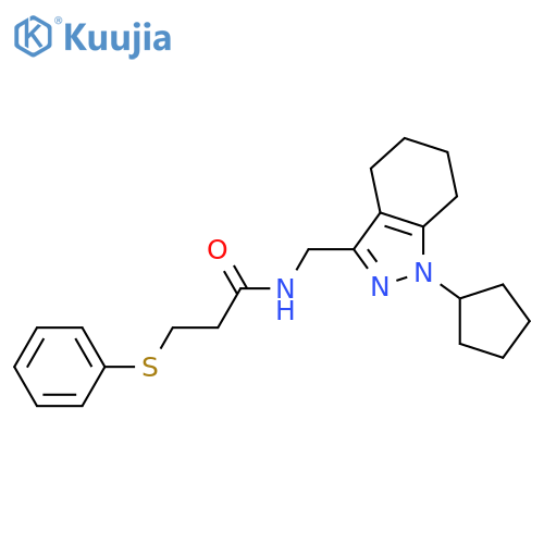 N-(1-cyclopentyl-4,5,6,7-tetrahydro-1H-indazol-3-yl)methyl-3-(phenylsulfanyl)propanamide structure