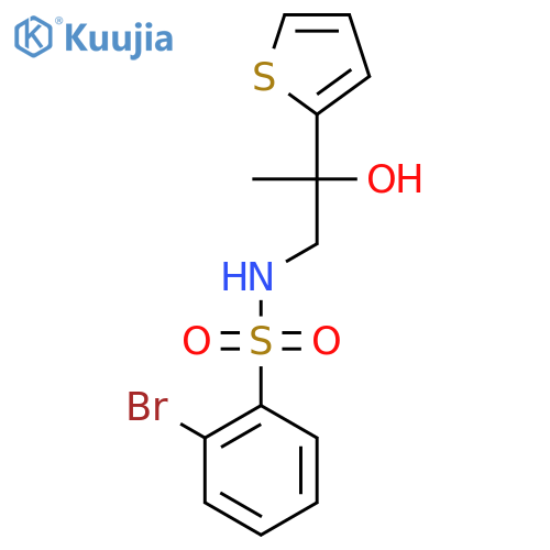 2-bromo-N-2-hydroxy-2-(thiophen-2-yl)propylbenzene-1-sulfonamide structure