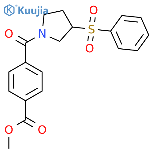 methyl 4-3-(benzenesulfonyl)pyrrolidine-1-carbonylbenzoate structure