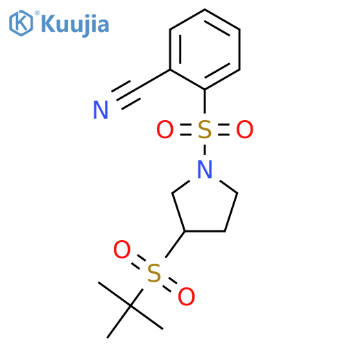 2-{3-(2-methylpropane-2-sulfonyl)pyrrolidin-1-ylsulfonyl}benzonitrile structure