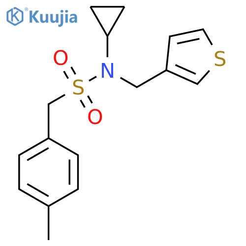 N-cyclopropyl-1-(4-methylphenyl)-N-(thiophen-3-yl)methylmethanesulfonamide structure