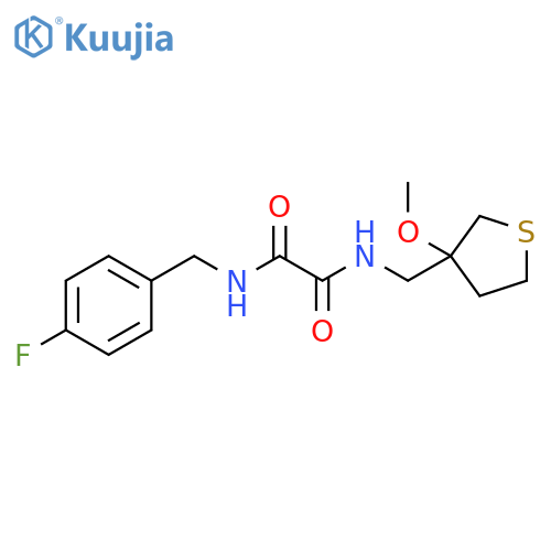 N'-(4-fluorophenyl)methyl-N-(3-methoxythiolan-3-yl)methylethanediamide structure
