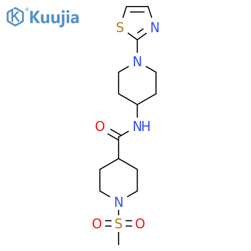 1-(methylsulfonyl)-N-(1-(thiazol-2-yl)piperidin-4-yl)piperidine-4-carboxamide structure