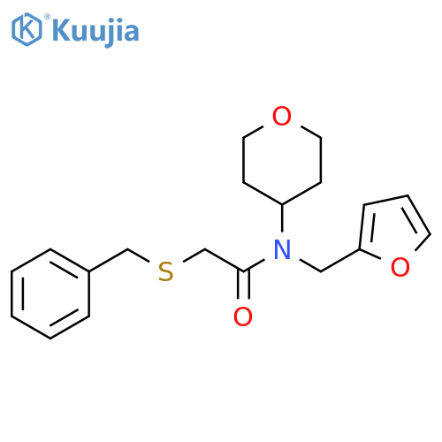 2-(benzylsulfanyl)-N-[(furan-2-yl)methyl]-N-(oxan-4-yl)acetamide structure