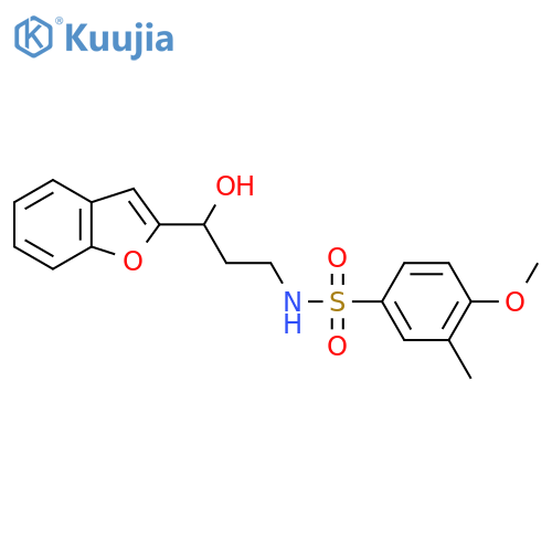 N-3-(1-benzofuran-2-yl)-3-hydroxypropyl-4-methoxy-3-methylbenzene-1-sulfonamide structure