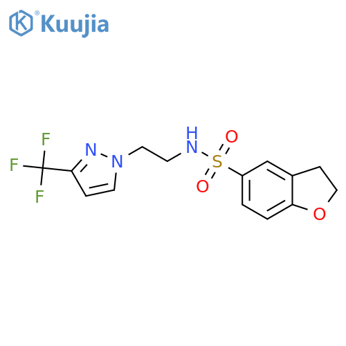 N-{2-3-(trifluoromethyl)-1H-pyrazol-1-ylethyl}-2,3-dihydro-1-benzofuran-5-sulfonamide structure