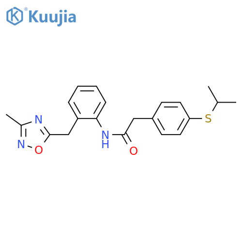 N-{2-[(3-methyl-1,2,4-oxadiazol-5-yl)methyl]phenyl}-2-[4-(propan-2-ylsulfanyl)phenyl]acetamide structure