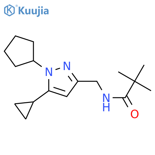 N-[(1-cyclopentyl-5-cyclopropyl-1H-pyrazol-3-yl)methyl]-2,2-dimethylpropanamide structure