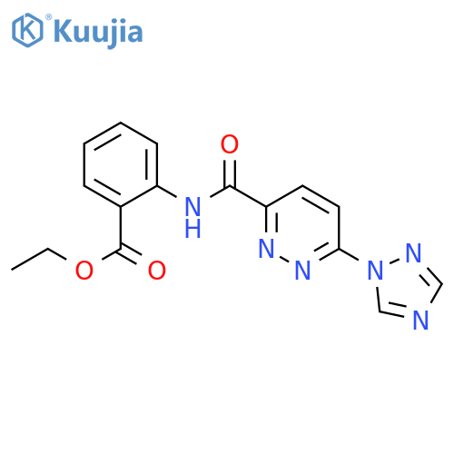 ethyl 2-[6-(1H-1,2,4-triazol-1-yl)pyridazine-3-amido]benzoate structure