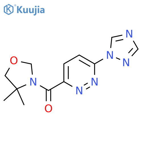 3-(4,4-dimethyl-1,3-oxazolidine-3-carbonyl)-6-(1H-1,2,4-triazol-1-yl)pyridazine structure