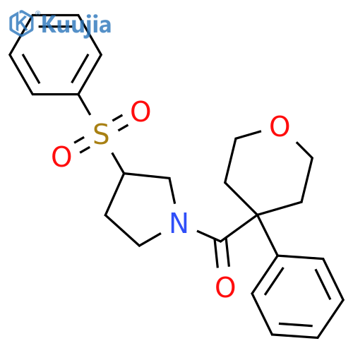 3-(benzenesulfonyl)-1-(4-phenyloxane-4-carbonyl)pyrrolidine structure