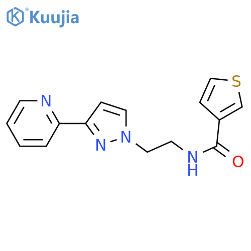 N-{2-3-(pyridin-2-yl)-1H-pyrazol-1-ylethyl}thiophene-3-carboxamide structure