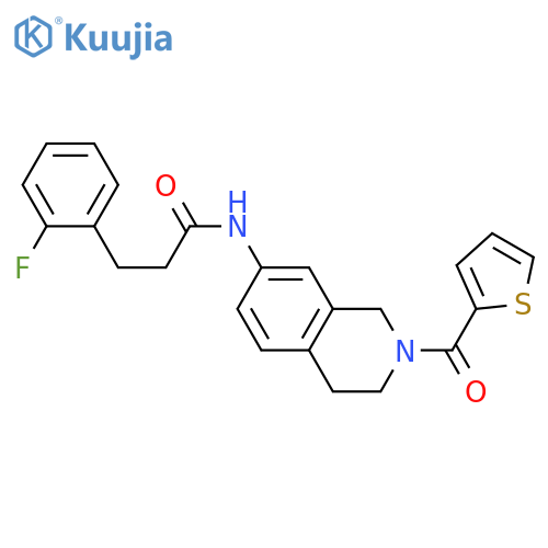 3-(2-fluorophenyl)-N-[2-(thiophene-2-carbonyl)-1,2,3,4-tetrahydroisoquinolin-7-yl]propanamide structure