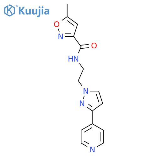 5-methyl-N-{2-3-(pyridin-4-yl)-1H-pyrazol-1-ylethyl}-1,2-oxazole-3-carboxamide structure