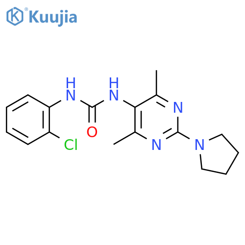 1-(2-chlorophenyl)-3-4,6-dimethyl-2-(pyrrolidin-1-yl)pyrimidin-5-ylurea structure