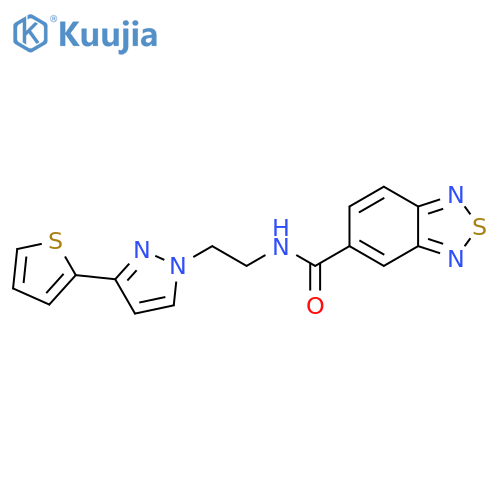 N-{2-3-(thiophen-2-yl)-1H-pyrazol-1-ylethyl}-2,1,3-benzothiadiazole-5-carboxamide structure