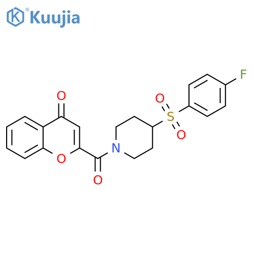 2-4-(4-fluorobenzenesulfonyl)piperidine-1-carbonyl-4H-chromen-4-one structure