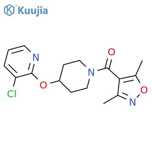 3-chloro-2-{[1-(3,5-dimethyl-1,2-oxazole-4-carbonyl)piperidin-4-yl]oxy}pyridine structure