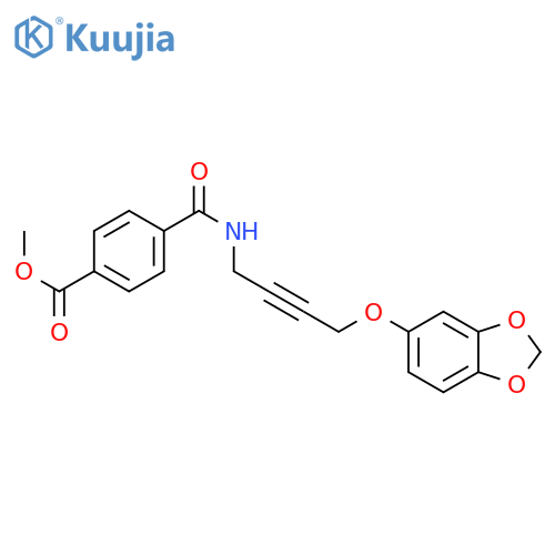 methyl 4-{[4-(2H-1,3-benzodioxol-5-yloxy)but-2-yn-1-yl]carbamoyl}benzoate structure