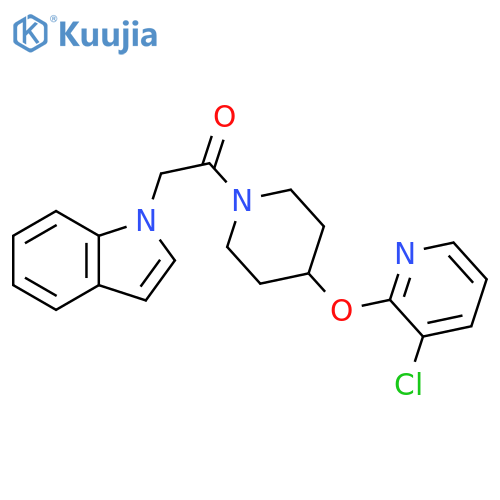 1-{4-[(3-chloropyridin-2-yl)oxy]piperidin-1-yl}-2-(1H-indol-1-yl)ethan-1-one structure