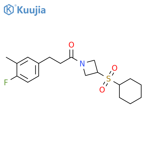 1-3-(cyclohexanesulfonyl)azetidin-1-yl-3-(4-fluoro-3-methylphenyl)propan-1-one structure