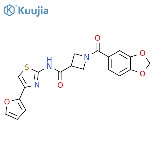 1-(2H-1,3-benzodioxole-5-carbonyl)-N-4-(furan-2-yl)-1,3-thiazol-2-ylazetidine-3-carboxamide structure