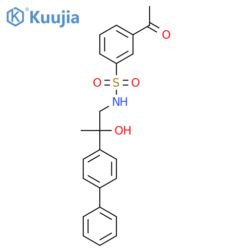 3-acetyl-N-(2-{1,1'-biphenyl-4-yl}-2-hydroxypropyl)benzene-1-sulfonamide structure