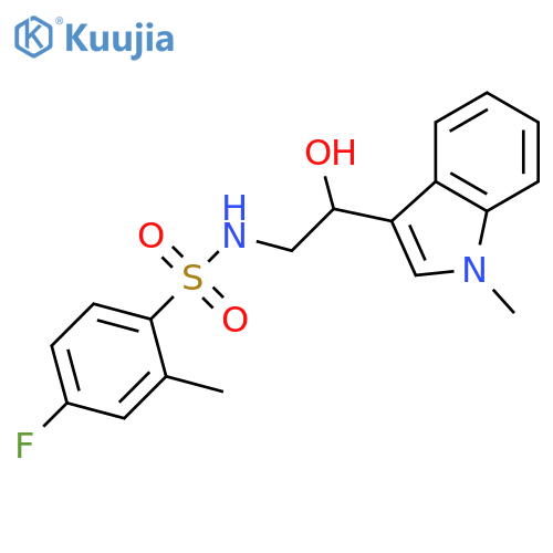 4-fluoro-N-2-hydroxy-2-(1-methyl-1H-indol-3-yl)ethyl-2-methylbenzene-1-sulfonamide structure