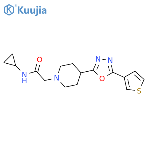 N-cyclopropyl-2-{4-5-(thiophen-3-yl)-1,3,4-oxadiazol-2-ylpiperidin-1-yl}acetamide structure
