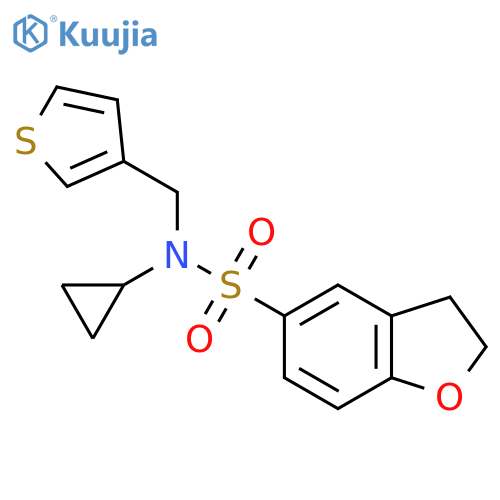 N-cyclopropyl-N-(thiophen-3-yl)methyl-2,3-dihydro-1-benzofuran-5-sulfonamide structure