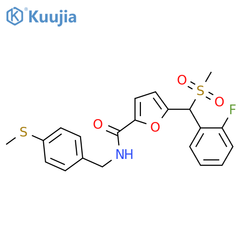 5-{(2-fluorophenyl)methanesulfonylmethyl}-N-{4-(methylsulfanyl)phenylmethyl}furan-2-carboxamide structure