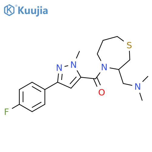 ({4-[3-(4-fluorophenyl)-1-methyl-1H-pyrazole-5-carbonyl]-1,4-thiazepan-3-yl}methyl)dimethylamine structure