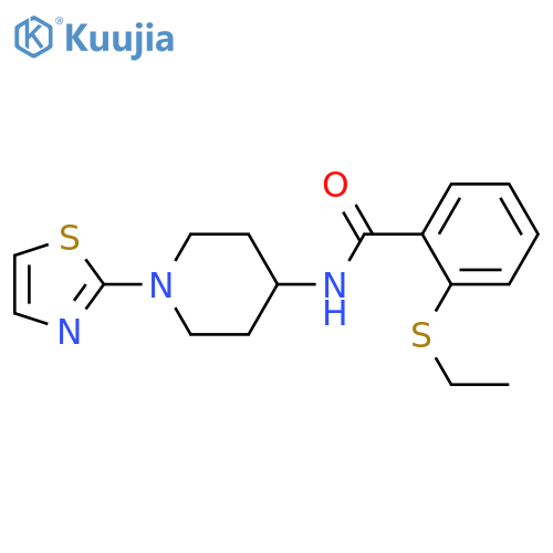 2-ethylsulfanyl-N-[1-(1,3-thiazol-2-yl)piperidin-4-yl]benzamide structure