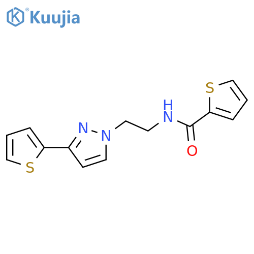 N-{2-3-(thiophen-2-yl)-1H-pyrazol-1-ylethyl}thiophene-2-carboxamide structure