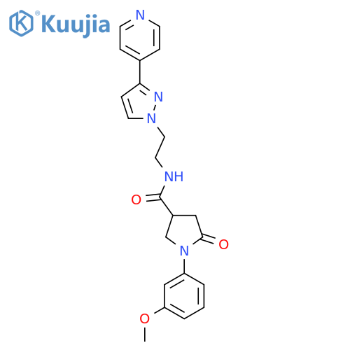1-(3-methoxyphenyl)-5-oxo-N-{2-3-(pyridin-4-yl)-1H-pyrazol-1-ylethyl}pyrrolidine-3-carboxamide structure