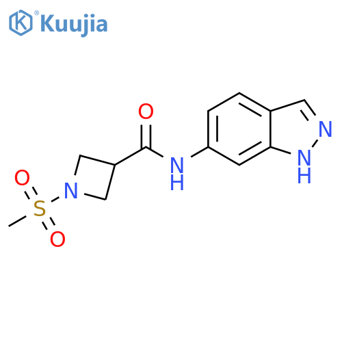 N-(1H-indazol-6-yl)-1-methanesulfonylazetidine-3-carboxamide structure