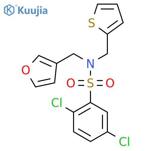 2,5-dichloro-N-(furan-3-yl)methyl-N-(thiophen-2-yl)methylbenzene-1-sulfonamide structure