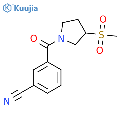 3-(3-methanesulfonylpyrrolidine-1-carbonyl)benzonitrile structure