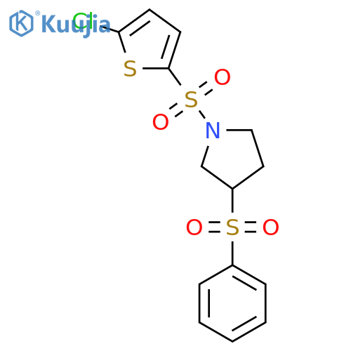 3-(benzenesulfonyl)-1-(5-chlorothiophen-2-yl)sulfonylpyrrolidine structure