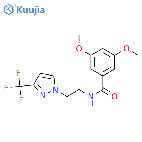 3,5-dimethoxy-N-{2-3-(trifluoromethyl)-1H-pyrazol-1-ylethyl}benzamide structure