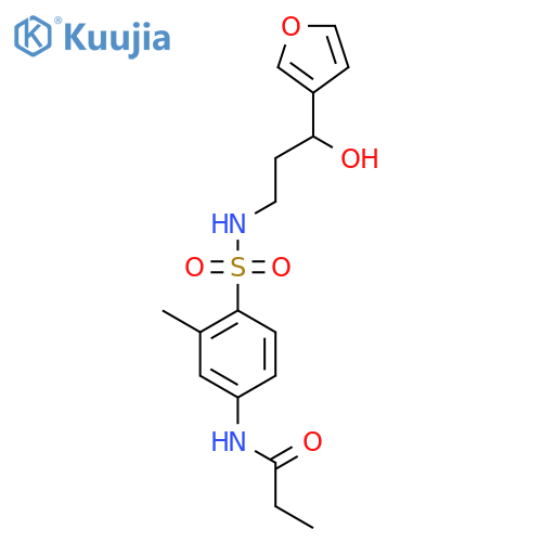 N-(4-{3-(furan-3-yl)-3-hydroxypropylsulfamoyl}-3-methylphenyl)propanamide structure