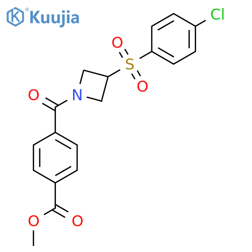 methyl 4-3-(4-chlorobenzenesulfonyl)azetidine-1-carbonylbenzoate structure
