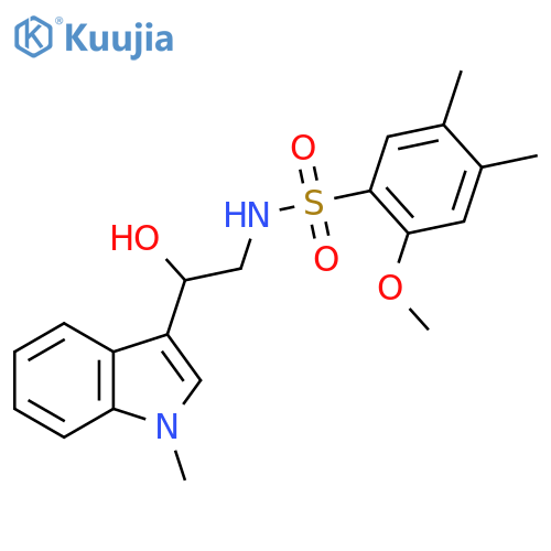N-2-hydroxy-2-(1-methyl-1H-indol-3-yl)ethyl-2-methoxy-4,5-dimethylbenzene-1-sulfonamide structure