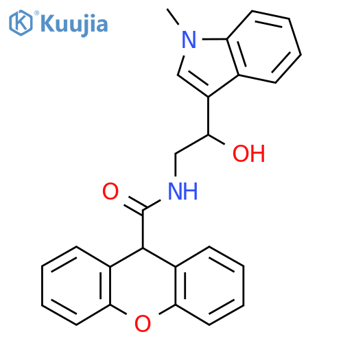 N-2-hydroxy-2-(1-methyl-1H-indol-3-yl)ethyl-9H-xanthene-9-carboxamide structure