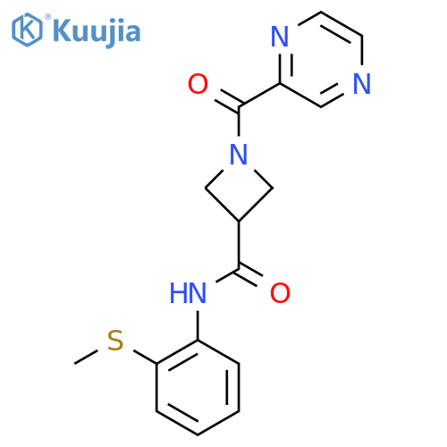 N-2-(methylsulfanyl)phenyl-1-(pyrazine-2-carbonyl)azetidine-3-carboxamide structure